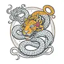 Zodiac sign leo and year of the metallic snake tattoo design idea