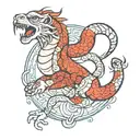 Zodiac sign leo and year of the metallic snake tattoo design idea