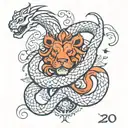 Zodiac sign leo and year of the metallic snake tattoo design idea