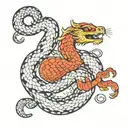 Zodiac sign leo and year of the metallic snake tattoo design idea