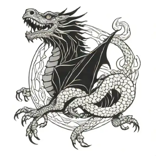 Earth dragon facing forward tattoo design idea
