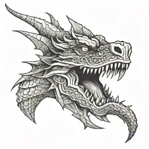 Earth dragon head only tattoo design idea