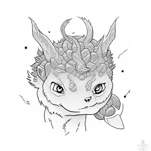 A dotwork tattoo featuring Gon and Killua surrounded by their favorite creatures from the Hunter x Hunter universe tattoo design idea