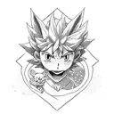 A dotwork tattoo featuring Gon and Killua surrounded by their favorite creatures from the Hunter x Hunter universe tattoo design idea