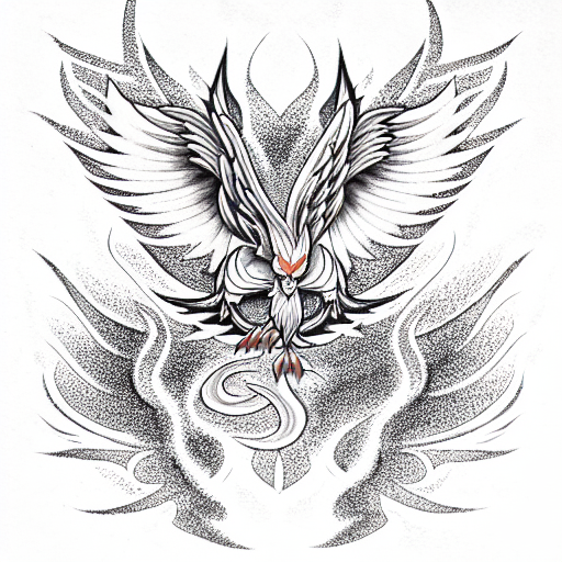 symetrical fire Phoenix tattoo design idea