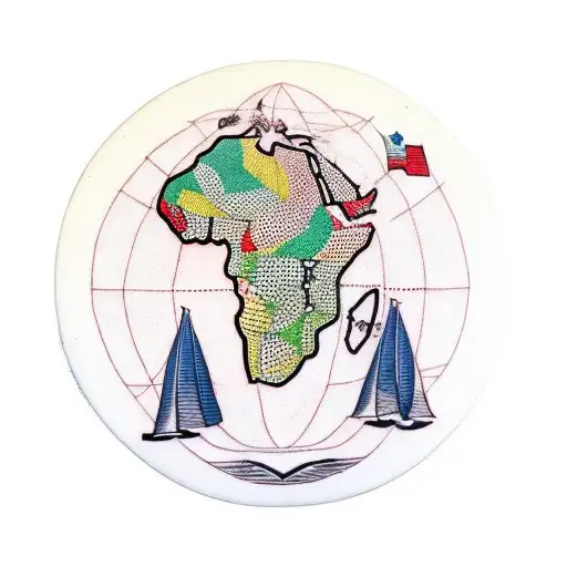 Outline of the continent of Africa with a Kenyan Masai shield in front of it. tattoo design idea