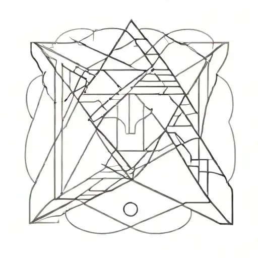 Abstract geometric design incorporating the letters A, S, T, Y, and P in a cohesive pattern tattoo design idea