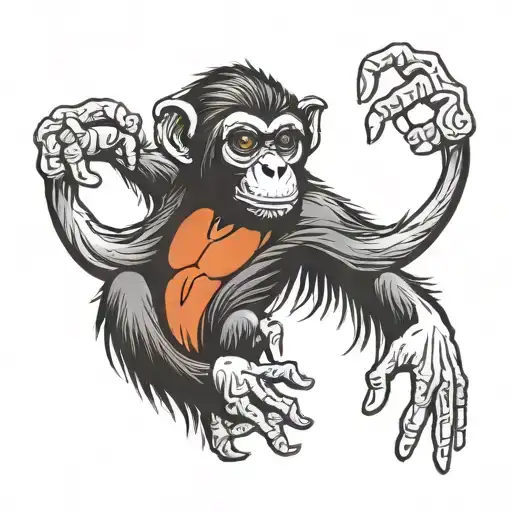monkey  middle finger tattoo design idea