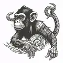 monkey  middle finger tattoo design idea