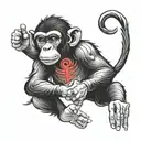 monkey  middle finger tattoo design idea