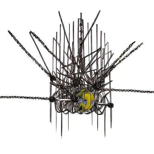 Kurapika from hunter x hunter, using his chains move, inside a manga panel, but the chains go outside the panel tattoo design idea