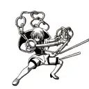 Kurapika from hunter x hunter, using his chains move tattoo design idea