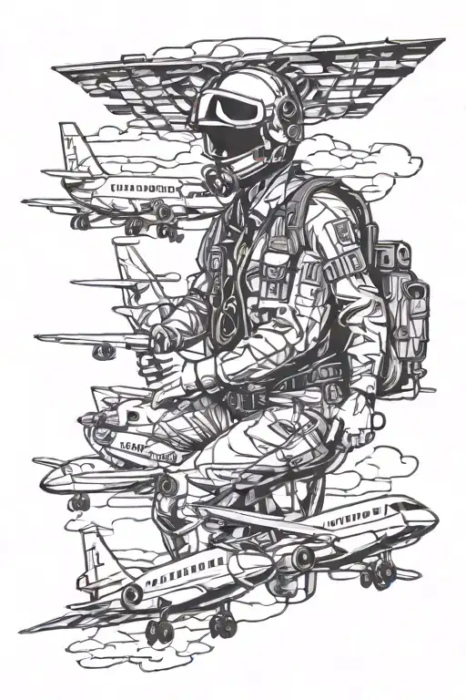 airport strip pilot tattoo design idea