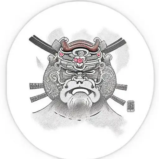 full chest including a Samurai mask and sumo wreslter tattoo design idea