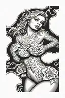 sexy nude teen large breast  tattoo design idea