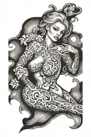 sexy nude teen large breast  tattoo design idea