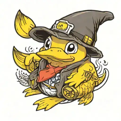 Psyduck wearing pickachu hat tattoo design idea