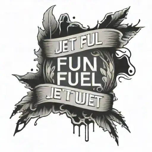 A visual for the lyrics of the mac miller song 'Jet Fuel' with the words "but i never run out of jet fuel" tattoo design idea