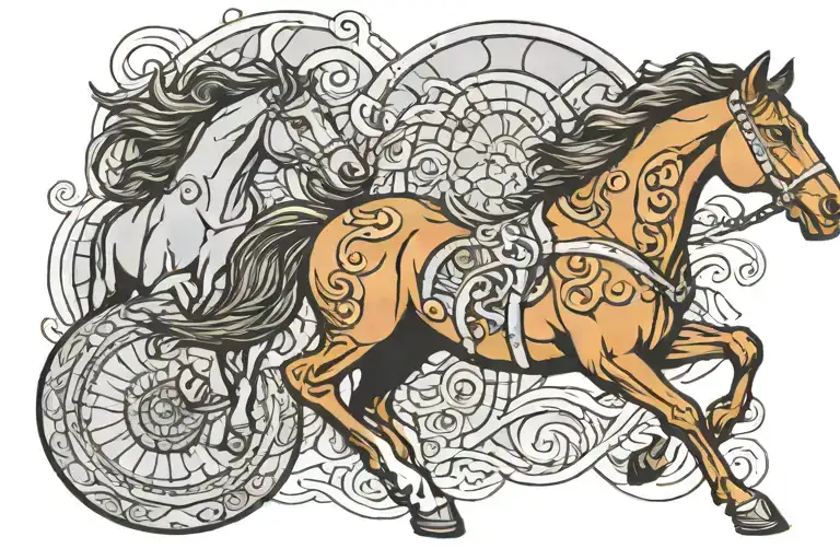 horses running ammonite tattoo tattoo design idea