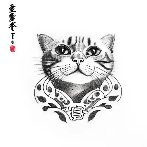 cat play Jiu jitsu  tattoo design idea