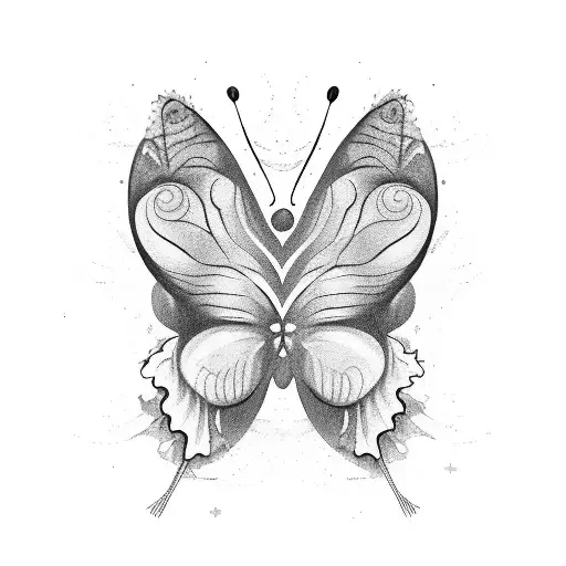 A sketch-style illustration of a makeup palette morphing into a butterfly, symbolizing the transformative power of makeup in the life of a content creator. tattoo design idea