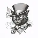 A black cat wearing a top hat tattoo design idea