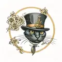 A black cat wearing a top hat tattoo design idea