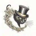 A black cat wearing a top hat tattoo design idea