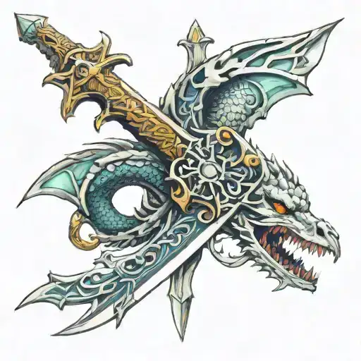 "Vae Victis", Sword from Soul Reaver game , Dragon and Leo  tattoo design idea