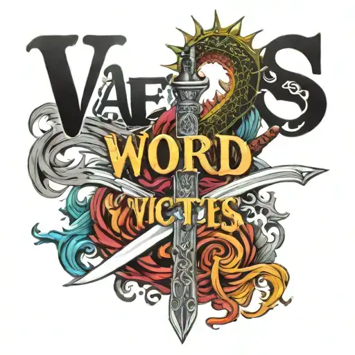 Word "Vae Victis", Sword from Soul Reaver game , Dragon and Leo  tattoo design idea