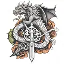 "Vae Victis", Spirit sword , Dragon and Leo  tattoo design idea