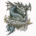 "Vae Victis", Spirit sword , Dragon and Leo  tattoo design idea