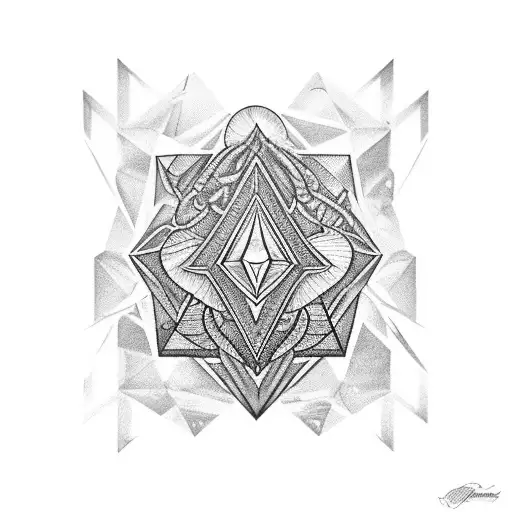 Diamond, with Aires and Capricorn Signs  tattoo design idea