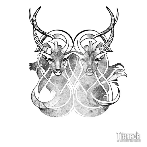 Capricorn and Aries Sign intertwined  tattoo design idea