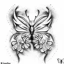Butterfly gothic type tattoo design idea
