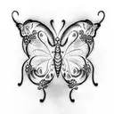 Butterfly gothic type tattoo design idea