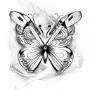 Butterfly gothic type tattoo design idea