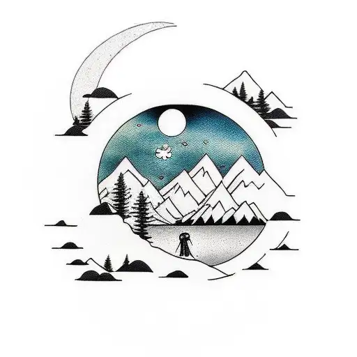  Nature, Peaceful Animals, Yin And Yang, Family, Mountains, Trees, Lake, Moon, Dove, Water, peace tattoo design idea