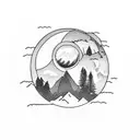 Nature, peaceful animals, yin and yang, family, mountains, trees, lake, moon, dove, water tattoo design idea