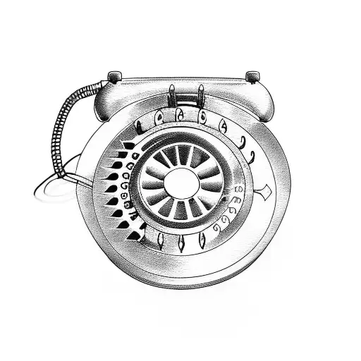 Bird holding rotary phone tattoo design idea