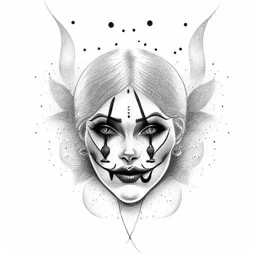 woman with clown face  tattoo design idea