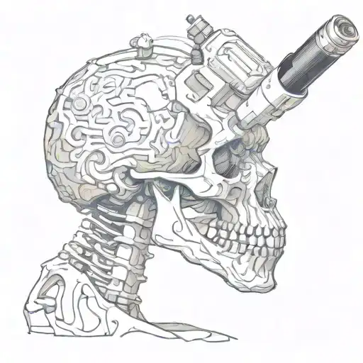 skull microscope tattoo design idea