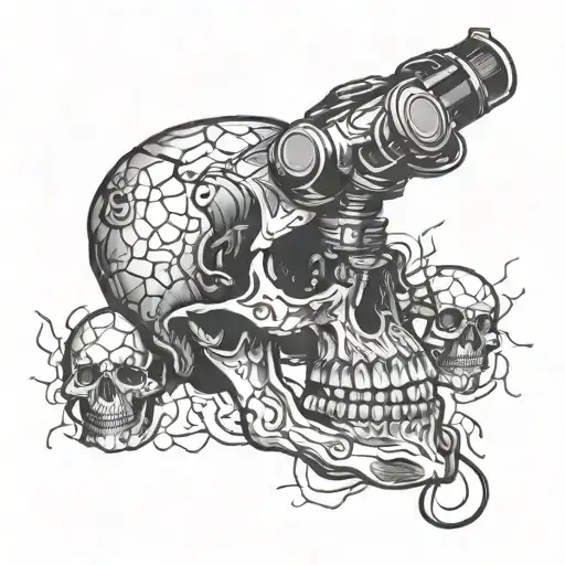 skull microscope tattoo design idea