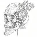 skull microscope tattoo design idea