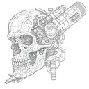 skull microscope tattoo design idea