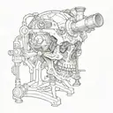 skull microscope tattoo design idea