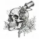 skull microscope tattoo design idea