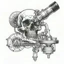 skull microscope tattoo design idea