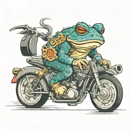toad riding motorcycle  tattoo design idea