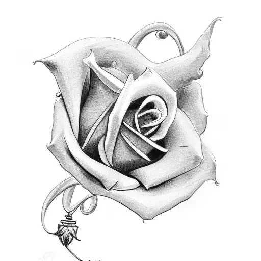 England theme with an angel and rose tattoo design idea